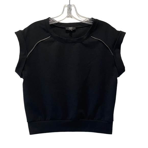 Allen Schwartz ABS Denim Collection Women’s Black Cropped Top Cuff - Picture 4 of 7